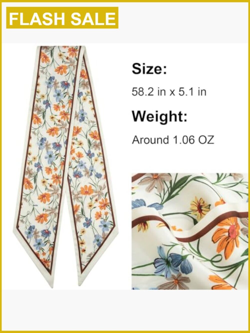 Silky Soft Hair Scarf, 58.2x5.1in, Multipurpose Head Wrap Twilly - Picture 7 of 7